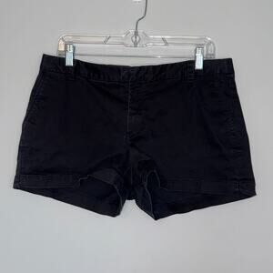 Cynthia Rowley Womens Black Chino Shorts Size 12 Cotton Stretch Casual Basic